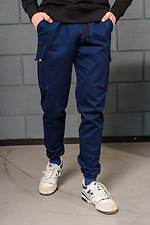 Jeansowe spodnie jogger z mankietami i naszywanymi kieszeniami GEN 8000296 zdjęcie №4
