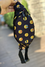 Oval black banana belt bag in emoticon print Mamakazala 8038296 photo №1