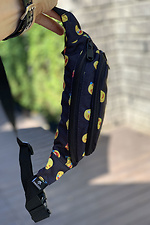Овальна сумка на пояс бананка чорного кольору в принт смайли Mamakazala 8038296 фото №3