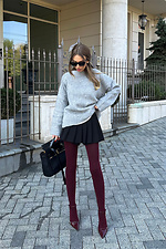 Plain burgundy tights M-SOCKS 2040297 photo №2