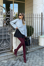 Plain burgundy tights M-SOCKS 2040297 photo №5