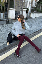 Plain burgundy tights M-SOCKS 2040297 photo №8