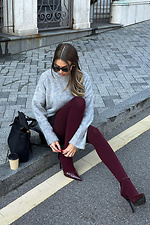 Plain burgundy tights M-SOCKS 2040297 photo №10