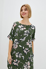 Асимметричное штапельное платье AVALINA в большие цветы на зеленом фоне Garne 3038297 фото №2