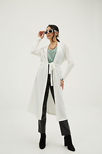 Long white knitted cardigan with belt Garne 3039298 photo №1