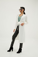 Long white knitted cardigan with belt Garne 3039298 photo №2