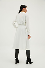 Long white knitted cardigan with belt Garne 3039298 photo №3