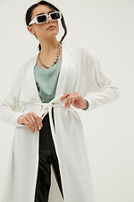 Long white knitted cardigan with belt Garne 3039298 photo №4
