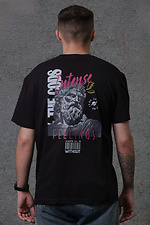 Übergroßes Herren-T-Shirt mit Aufdruck „Without Feelings“ in Schwarz Without 8049298 Foto №2