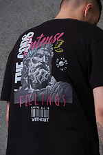 Übergroßes Herren-T-Shirt mit Aufdruck „Without Feelings“ in Schwarz Without 8049298 Foto №6