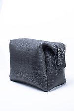 Cosmetic bag made of eco-leather in grey crocodile color  8046299 photo №1
