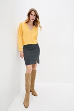 Warm fitted wool blend mini skirt with a slit  4038301 photo №2