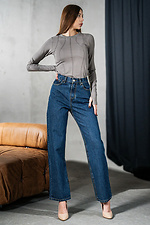 Women's Straight Casual Jeans Denim Wide Blue Teamv 8034301 photo №6