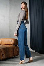 Women's Straight Casual Jeans Denim Wide Blue Teamv 8034301 photo №7