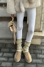 Beige ribbed leg warmers M-SOCKS 2040302 photo №1