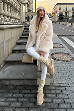Beige ribbed leg warmers M-SOCKS 2040302 photo №4