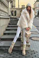 Beige ribbed leg warmers M-SOCKS 2040302 photo №6