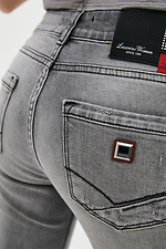 Серые прямые джинсы средней посадки 4009303 фото №4