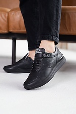 Кожаные городские кроссовки весенние черного цвета  8019303 фото №1