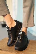Leather urban sneakers spring black  8019303 photo №3