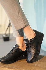 Кожаные городские кроссовки весенние черного цвета  8019303 фото №6