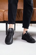 Кожаные городские кроссовки весенние черного цвета  8019303 фото №10