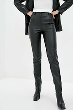 Business tapered trousers with creases in black leatherette Garne 3039304 photo №1