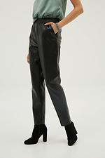 Чорні прямі штани зі шкірозамінника із завищеною талією Garne 3039305 фото №2