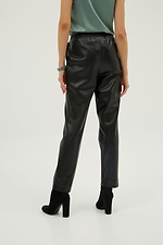Черные прямые брюки из кожзама с завышенной талией Garne 3039305 фото №4