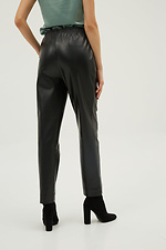 Черные прямые брюки из кожзама с завышенной талией Garne 3039305 фото №5