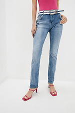 Light Blue Mid Rise Straight Jeans  4009305 photo №1