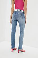 Hellblaue gerade Jeans mit mittelhohem Bund  4009305 Foto №3