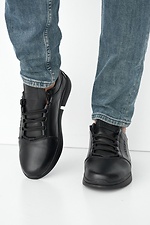 Кожаные городские кроссовки весенние черного цвета 8019305 фото №2