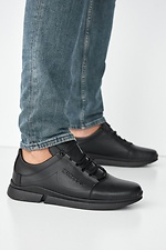 Кожаные городские кроссовки весенние черного цвета 8019305 фото №3