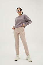 High-waisted, light-colored, straight-leg leatherette trousers Garne 3039307 photo №2