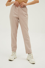 High-waisted, light-colored, straight-leg leatherette trousers Garne 3039307 photo №3