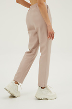 High-waisted, light-colored, straight-leg leatherette trousers Garne 3039307 photo №4