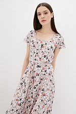 FIELD long cotton dress under the belt with short sleeves and wide skirt Garne 3038308 photo №2