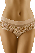 Beige high waist panties with lace embroidery WOLBAR 4024308 photo №1