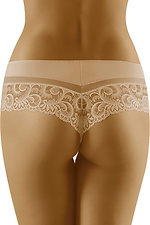 Beige high waist panties with lace embroidery WOLBAR 4024308 photo №2