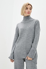 Wool-blend knitted suit: wide trousers, turtleneck sweater  4038308 photo №2