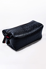 Kosmetiktasche aus Kunstleder, mattschwarz, Krokodil  8046308 Foto №1