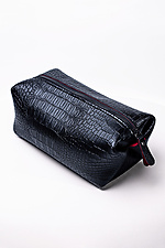 Kosmetiktasche aus Kunstleder, mattschwarz, Krokodil  8046308 Foto №2