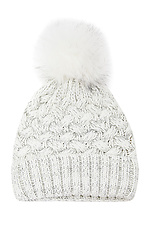 Warm knitted hat with gray fur pompom  4009309 photo №2
