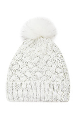 Warm knitted hat with gray fur pompom  4009309 photo №3