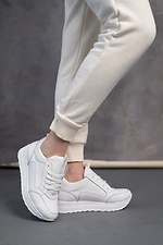 Шкіряні міські кросівки весняні білого кольору на платформі  8019309 фото №5