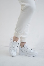 Leather city sneakers spring white on the platform  8019309 photo №7