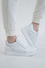 Leather city sneakers spring white on the platform  8019309 photo №8