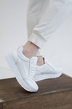 Leather city sneakers spring white on the platform  8019309 photo №10