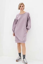 Powder-colored knitted dress with puffed long sleeves at the cuffs Garne 3039310 photo №2